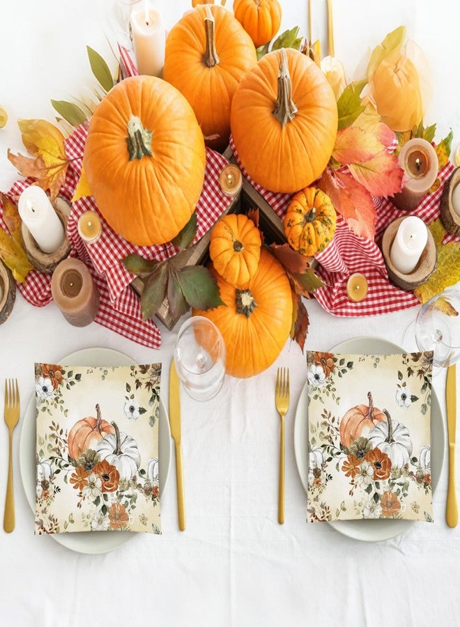 Janlaugh 100 Pcs Thanksgiving Paper Napkins Fall Cocktail Napkins Thanksgiving Disposable Beverage Autumn Guest Towel for Kitchen Bathroom Party Supplies(Autumn Pumpkin) - Image 5